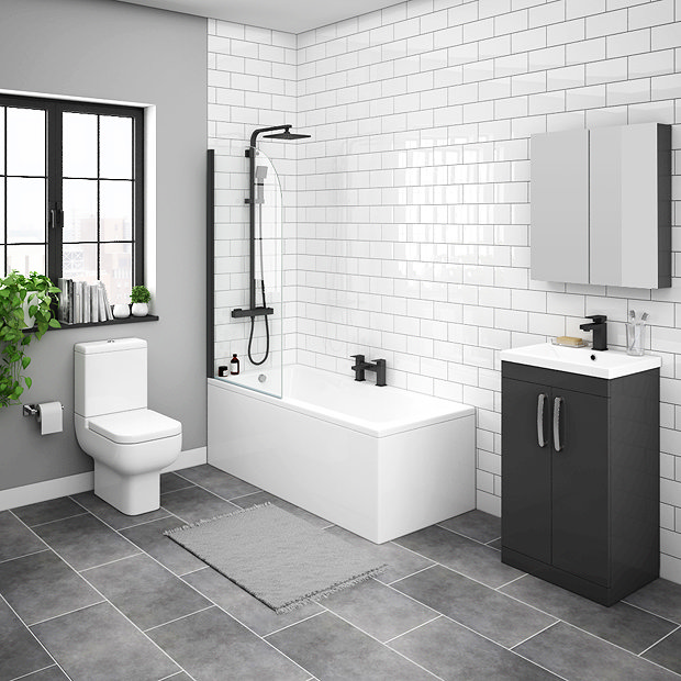 Brooklyn Gloss Grey Bathroom Suite Victorian Plumbing UK
