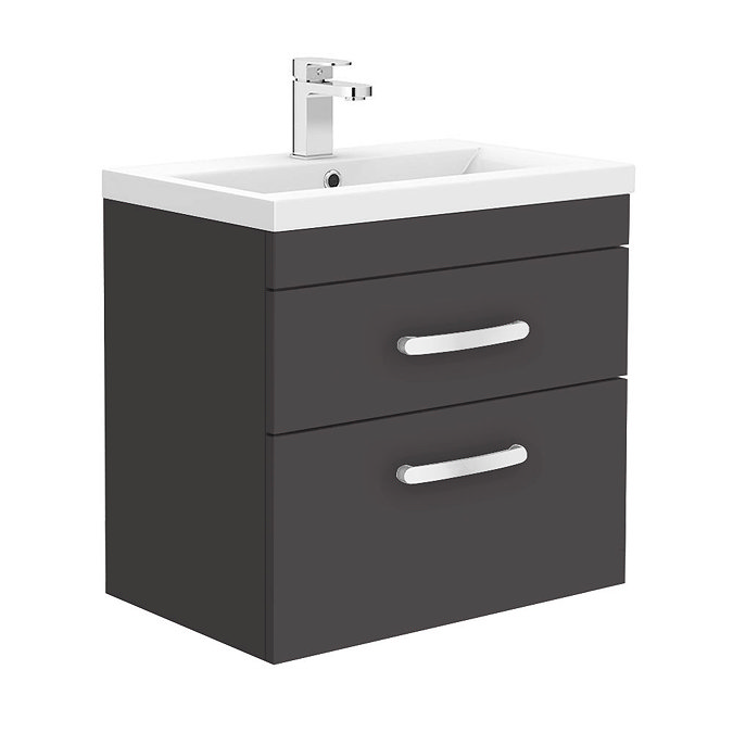 Brooklyn Gloss Grey Cloakroom Suite (Wall Hung Vanity + Close Coupled Toilet)  Profile Large Image