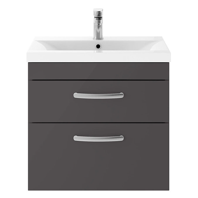 Brooklyn Gloss Grey Cloakroom Suite (Wall Hung Vanity + Close Coupled Toilet)  Feature Large Image