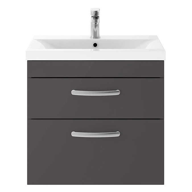 Brooklyn Gloss Grey Cloakroom Suite (Wall Hung Vanity + Close Coupled Toilet) Feature Large Image