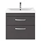 Brooklyn Gloss Grey Cloakroom Suite (Wall Hung Vanity + Close Coupled Toilet) Feature Large Image