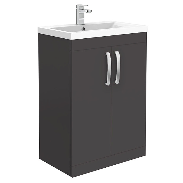 Brooklyn Gloss Grey L Shaped Bath Suite (with Vanity + Tall
