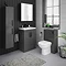 Brooklyn Gloss Grey Vanity Unit - 600mm Wide with Matt Black Handles  In Bathroom Large Image