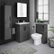 Brooklyn Gloss Grey Vanity Unit - 600mm Wide with Matt Black Handles In Bathroom Large Image