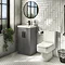 Brooklyn Gloss Grey Vanity Unit - 600mm Wide with Matt Black Handles  Feature Large Image