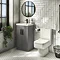 Brooklyn Gloss Grey Vanity Unit - 600mm Wide with Matt Black Handles Feature Large Image