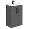 Brooklyn Gloss Grey Vanity Unit - 600mm Wide with Matt Black Handles Large Image