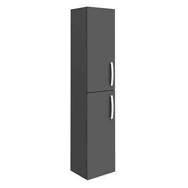 Brooklyn Gloss Grey Wall Hung 2 Door Tall Storage Cabinet  Feature Large Image