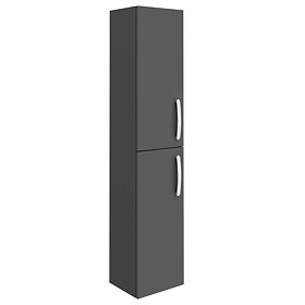 Brooklyn Gloss Grey Wall Hung 2 Door Tall Storage Cabinet Large Image