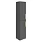 Brooklyn Gloss Grey Wall Hung Tall Storage Cabinet with Brushed Brass Handles Large Image