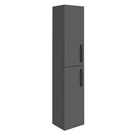 Brooklyn Gloss Grey Wall Hung Tall Storage Cabinet with Matt Black Handles Large Image