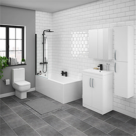Brooklyn Gloss White Bathroom Suite with Tall Cabinet Medium Image