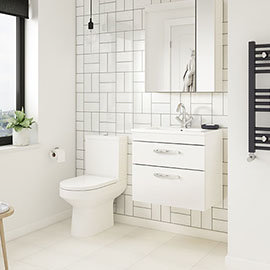 Brooklyn Gloss White Cloakroom Suite (Wall Hung Vanity + Toilet) Medium Image