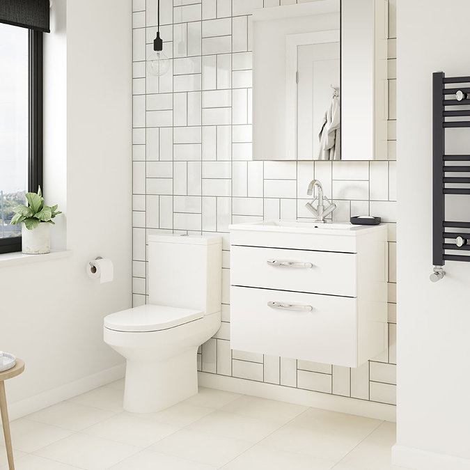 Brooklyn Gloss White Cloakroom Suite (Wall Hung Vanity + Toilet) Large Image