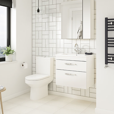Brooklyn Gloss White Cloakroom Suite (Wall Hung Vanity + Toilet)  Profile Large Image