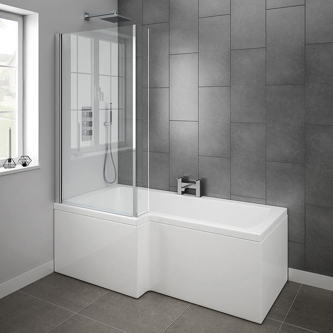 Brooklyn Gloss White L Shaped Bath Suite (with Vanity + Tall Cabinet)  Feature Large Image