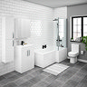 Brooklyn RH Gloss White L Shaped Bath Suite (with Vanity + Tall Cabinet) Large Image