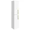 Brooklyn Gloss White Wall Hung Tall Storage Cabinet with Brushed Brass Handles Large Image