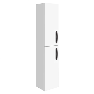 Brooklyn Gloss White Wall Hung Tall Storage Cabinet with Matt Black Handles  Profile Large Image