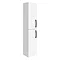 Brooklyn Gloss White Wall Hung Tall Storage Cabinet with Matt Black Handles Large Image