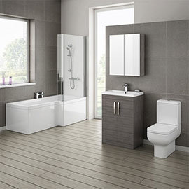 Brooklyn Grey Avola Bathroom Suite with L-Shaped Bath Medium Image