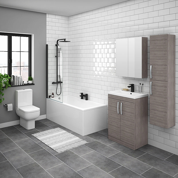 Brooklyn Grey Avola Bathroom Suite with Tall Victorian