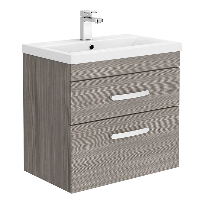 Brooklyn Grey Avola Cloakroom Suite (Wall Hung Vanity + Toilet)  In Bathroom Large Image