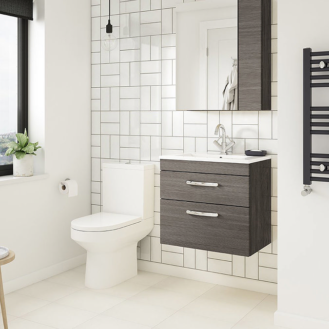 Brooklyn Grey Avola Cloakroom Suite (Wall Hung Vanity + Toilet) Large Image