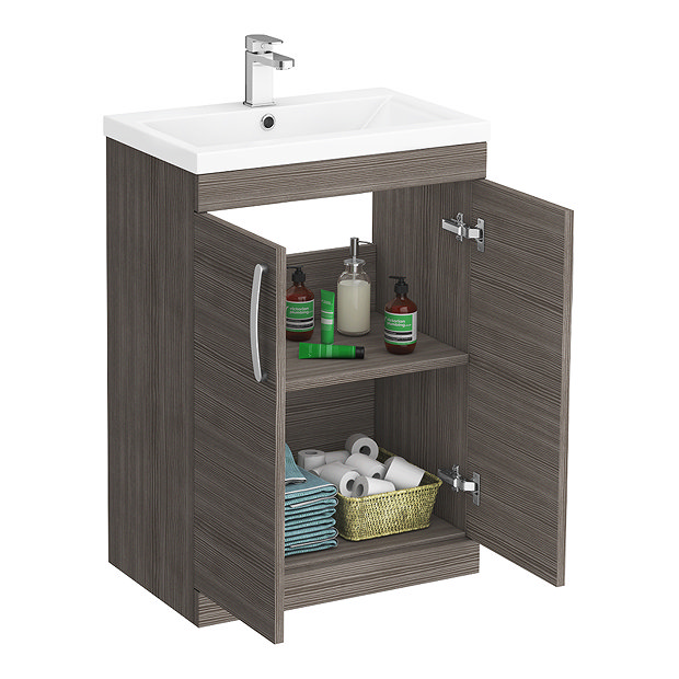 Brooklyn Grey Avola Modern Sink Vanity Unit + Toilet Package  Newest Large Image