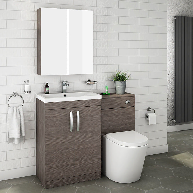 Brooklyn Grey Avola Modern Sink Vanity Unit + Toilet Package Large Image
