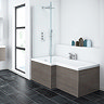 Brooklyn Grey Avola Shower Bath - 1700mm L Shaped Inc. Screen + Panel Feature Large Image