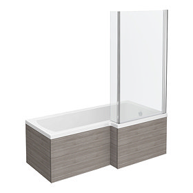 Brooklyn Grey Avola Shower Bath - 1700mm L Shaped incl. Screen + Panels (RH) Large Image