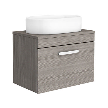 Brooklyn 605mm Grey Avola Single Drawer Wall Hung Cabinet Inc. Counter Top Basin 0TH  Feature Large 