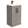 Brooklyn Grey Avola Vanity Unit - 500mm Wide with Matt Black Handles Large Image