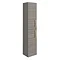 Brooklyn Grey Avola Wall Hung Tall Storage Cabinet with Brushed Brass Handles Large Image