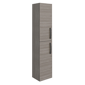 Brooklyn Grey Avola Wall Hung Tall Storage Cabinet with Matt Black Handles Large Image