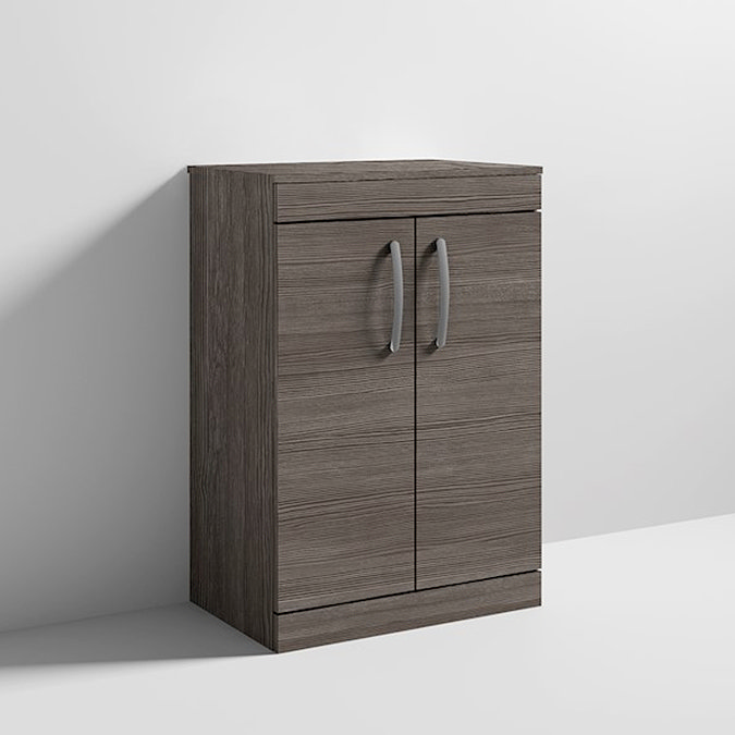 Brooklyn Floor Standing Countertop Vanity Unit - Grey Avola - 605mm with Chrome Handles Standard Large Image