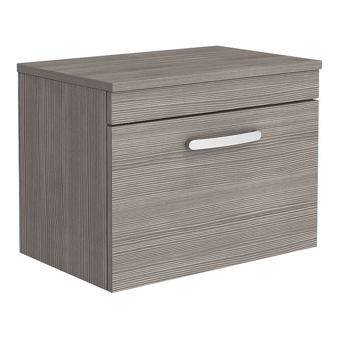 Brooklyn Wall Hung Countertop Vanity Unit - Grey Avola - 605mm with Chrome Handle Large Image