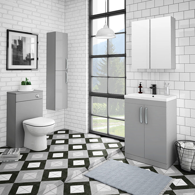 Brooklyn 500mm Grey Mist WC Unit with Cistern  In Bathroom Large Image
