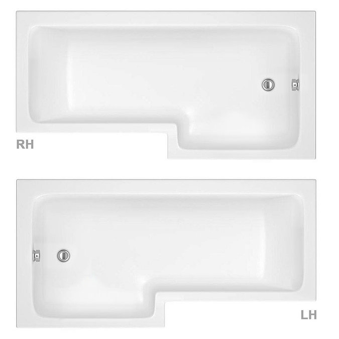 Brooklyn Grey Mist Shower Bath - 1700mm L Shaped Inc. Screen + Panel  Profile Large Image