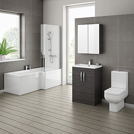 Brooklyn Hacienda Black Bathroom Suite with L-Shaped Bath Large Image