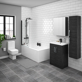 Brooklyn Hacienda Black Bathroom Suite with Tall Cabinet Large Image