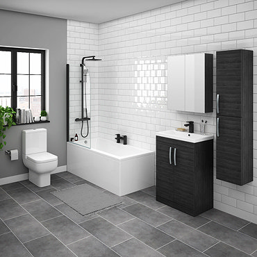 Brooklyn Hacienda Black Bathroom Suite with Tall Cabinet  Profile Large Image