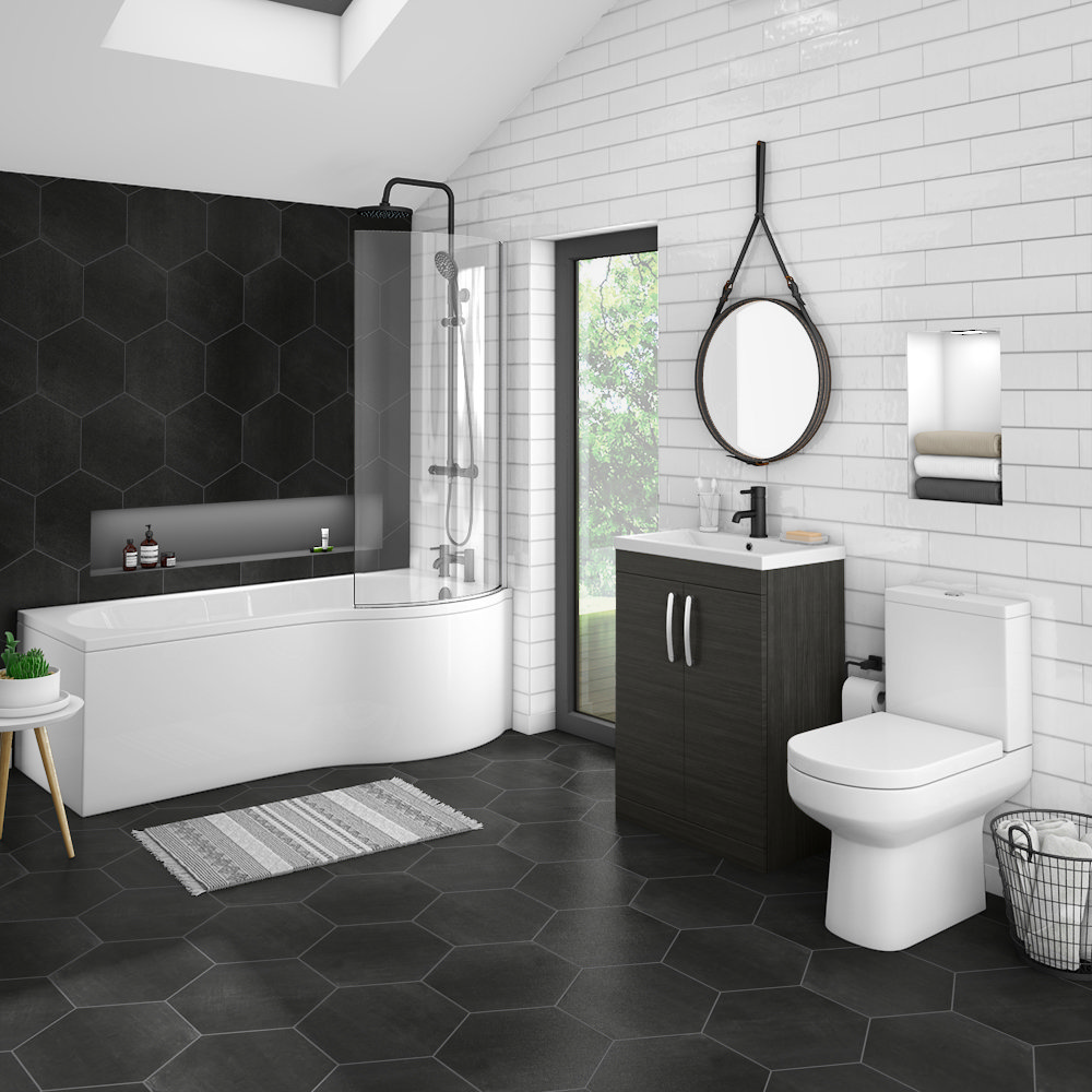 Brooklyn Black Bathroom Suite + B Shaped Bath