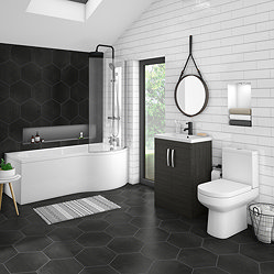 Brooklyn Hacienda Black Bathroom Suite + B-Shaped Bath Large Image