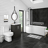 Brooklyn LH Hacienda Black Bathroom Suite with B-Shaped Bath Large Image