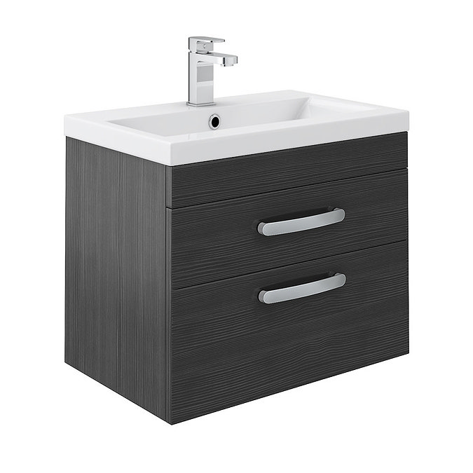 Brooklyn Hacienda Black Cloakroom Suite (Wall Hung Vanity + Toilet) Profile Large Image