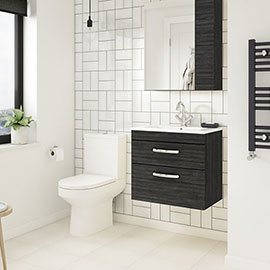 Brooklyn Hacienda Black Cloakroom Suite (Wall Hung Vanity + Toilet) Medium Image