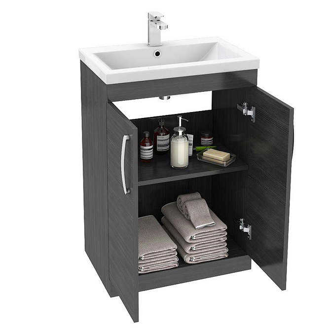 Brooklyn Hacienda Black L Shaped Bath Suite (with Vanity + Tall Cabinet)  additional Large Image