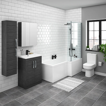 Brooklyn Hacienda Black Vanity + Tall Cabinet Suite  Feature Large Image